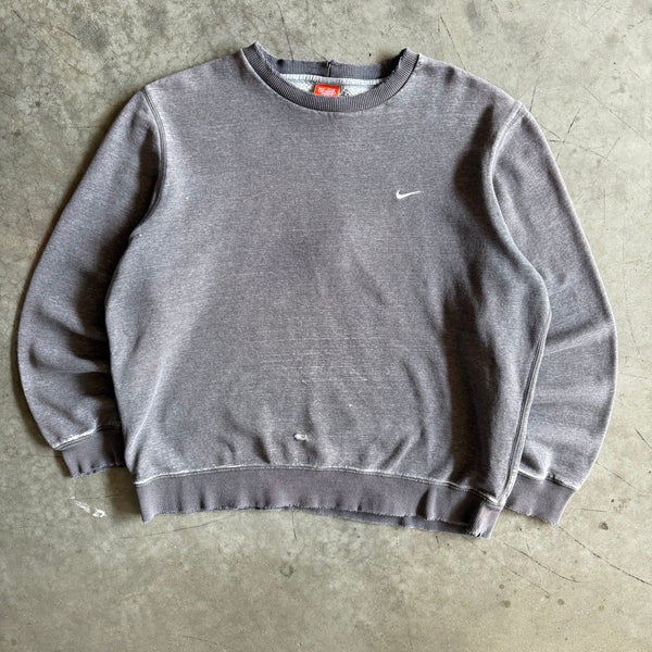 Vintage Nike Small Swoosh Embroidered Gray Sweatshirt