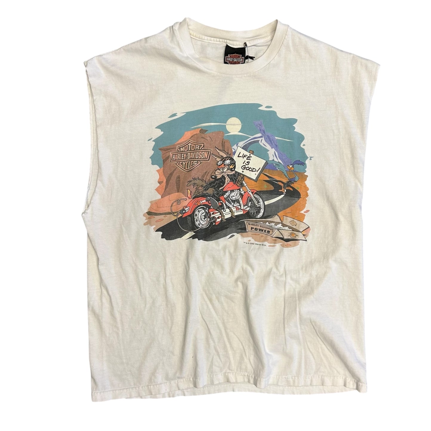 Y2K Willie Coyote Harley Davidson Cut Off Tee