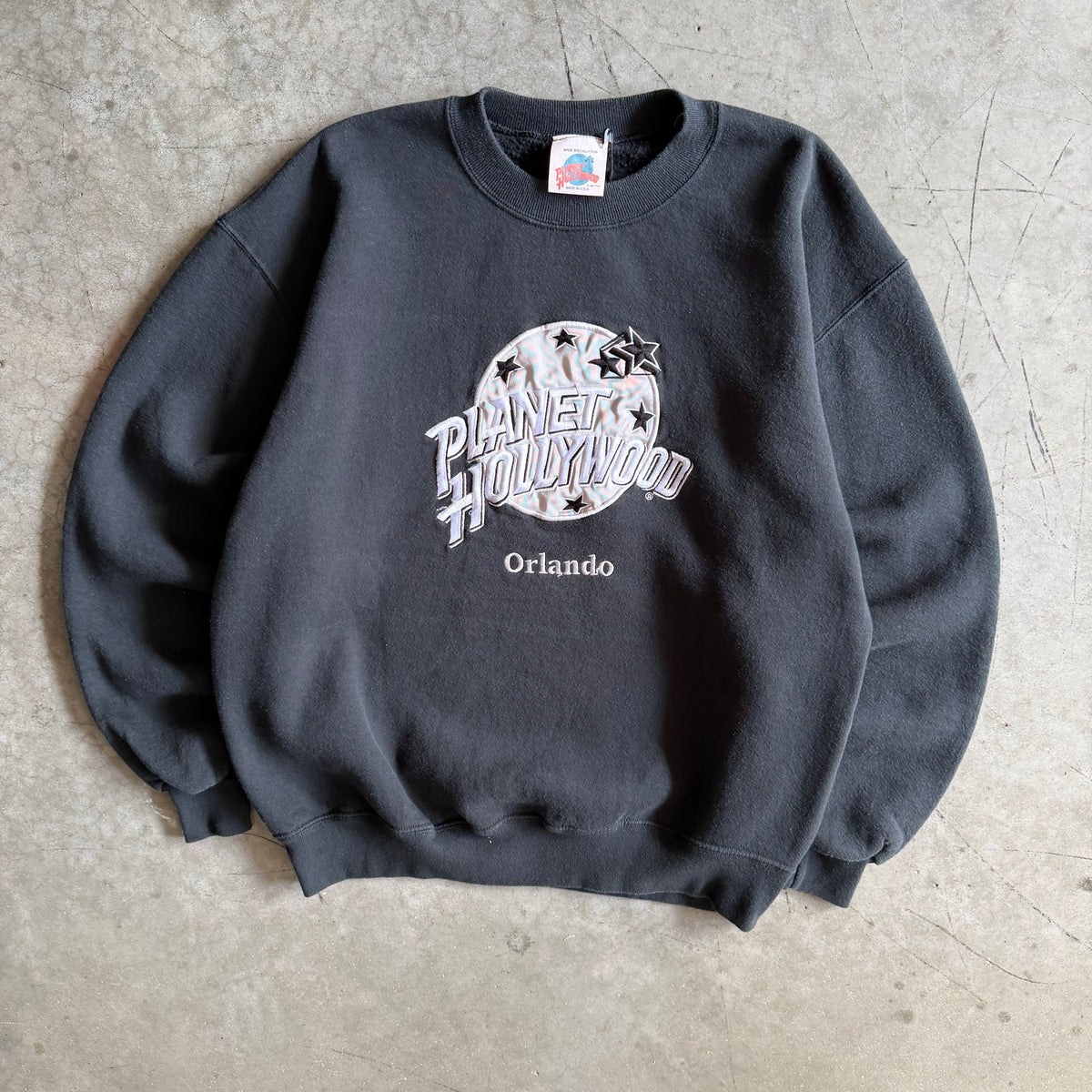 Vintage Planet Hollywood Logo Embroidered Black Sweatshirt
