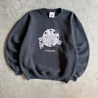 Vintage Planet Hollywood Logo Embroidered Black Sweatshirt