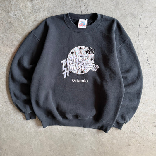 Vintage Planet Hollywood Logo Embroidered Black Sweatshirt