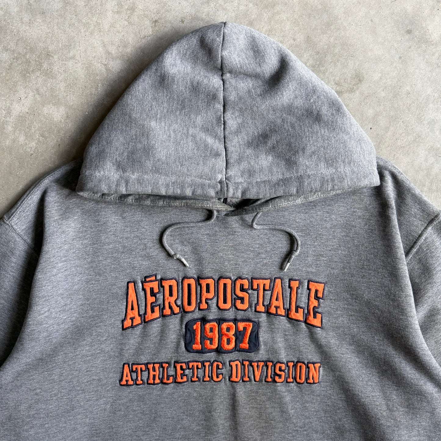 Aeropostale Baggy Grey Hoodie w/Orange Embroidery & Pockets