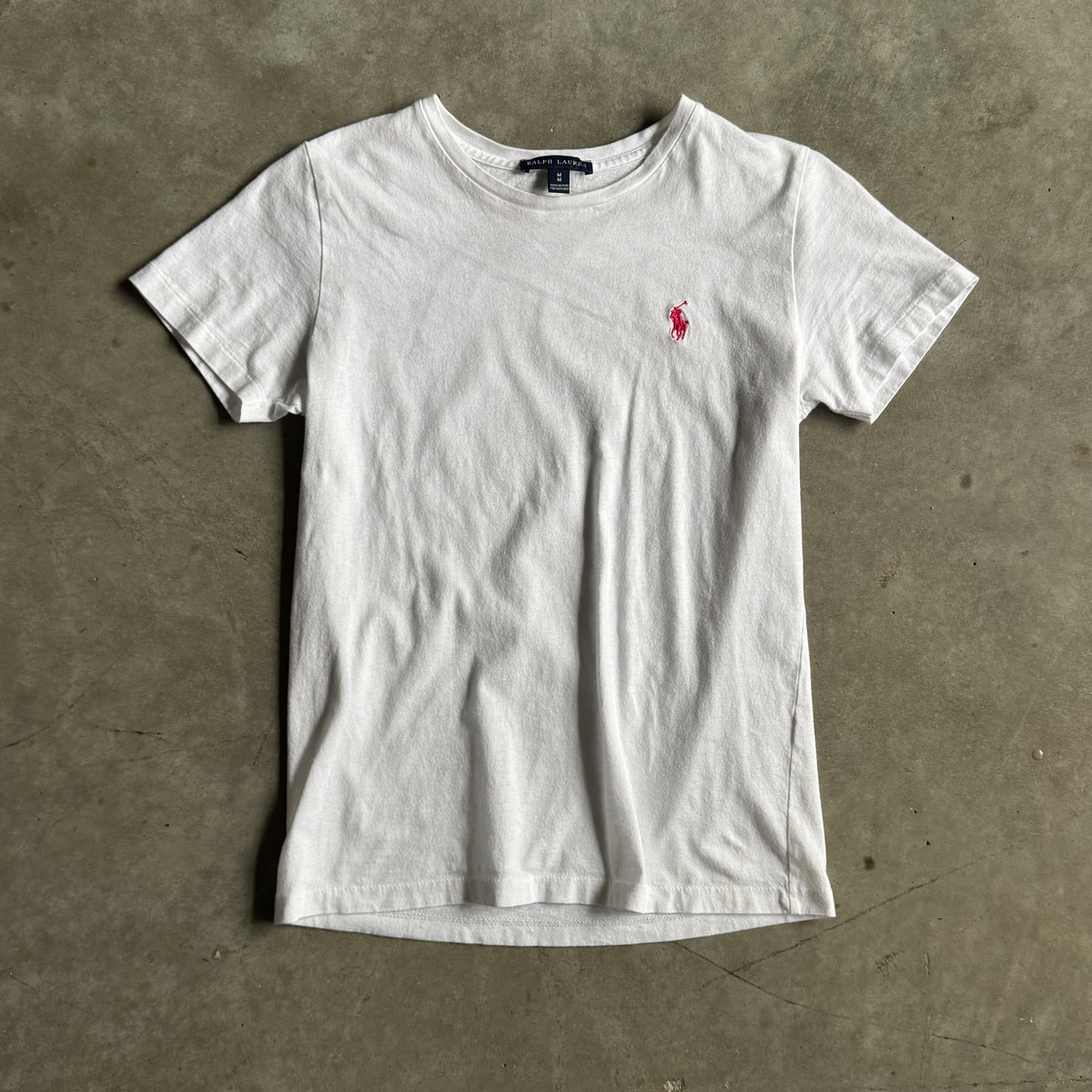 Women’s Y2K Ralph Lauren White Fitted Basic Tee w/Pink Pony