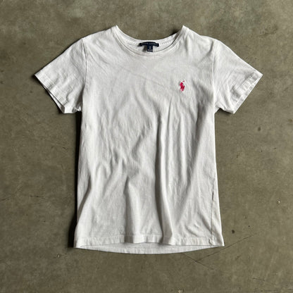 Women’s Y2K Ralph Lauren White Fitted Basic Tee w/Pink Pony