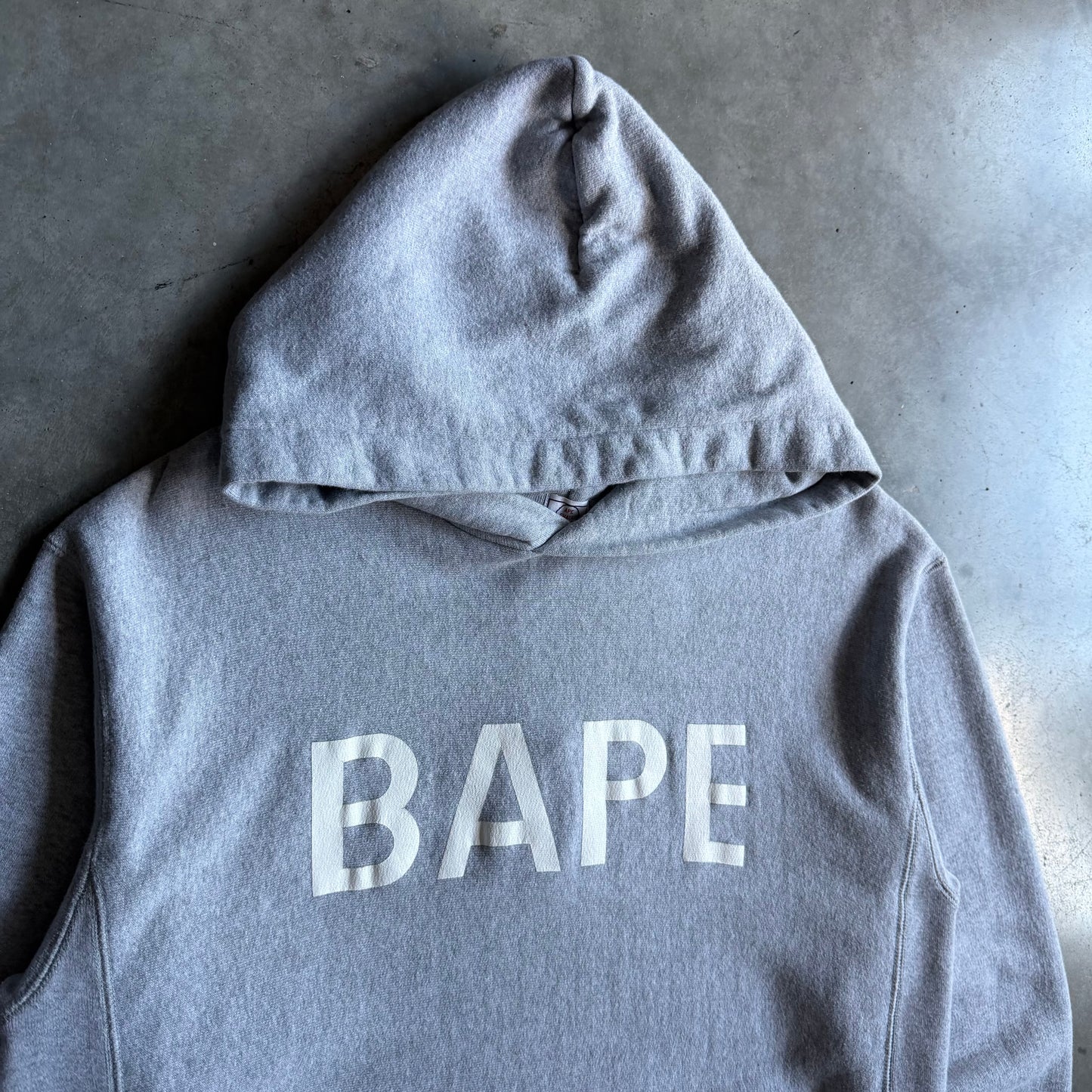 A Bathing Ape BAPE Spell Out Grey Hoodie