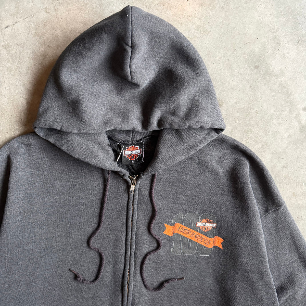 Vintage Faded Harley Davidson Century Of Motorcycles Zip Up Hoodie