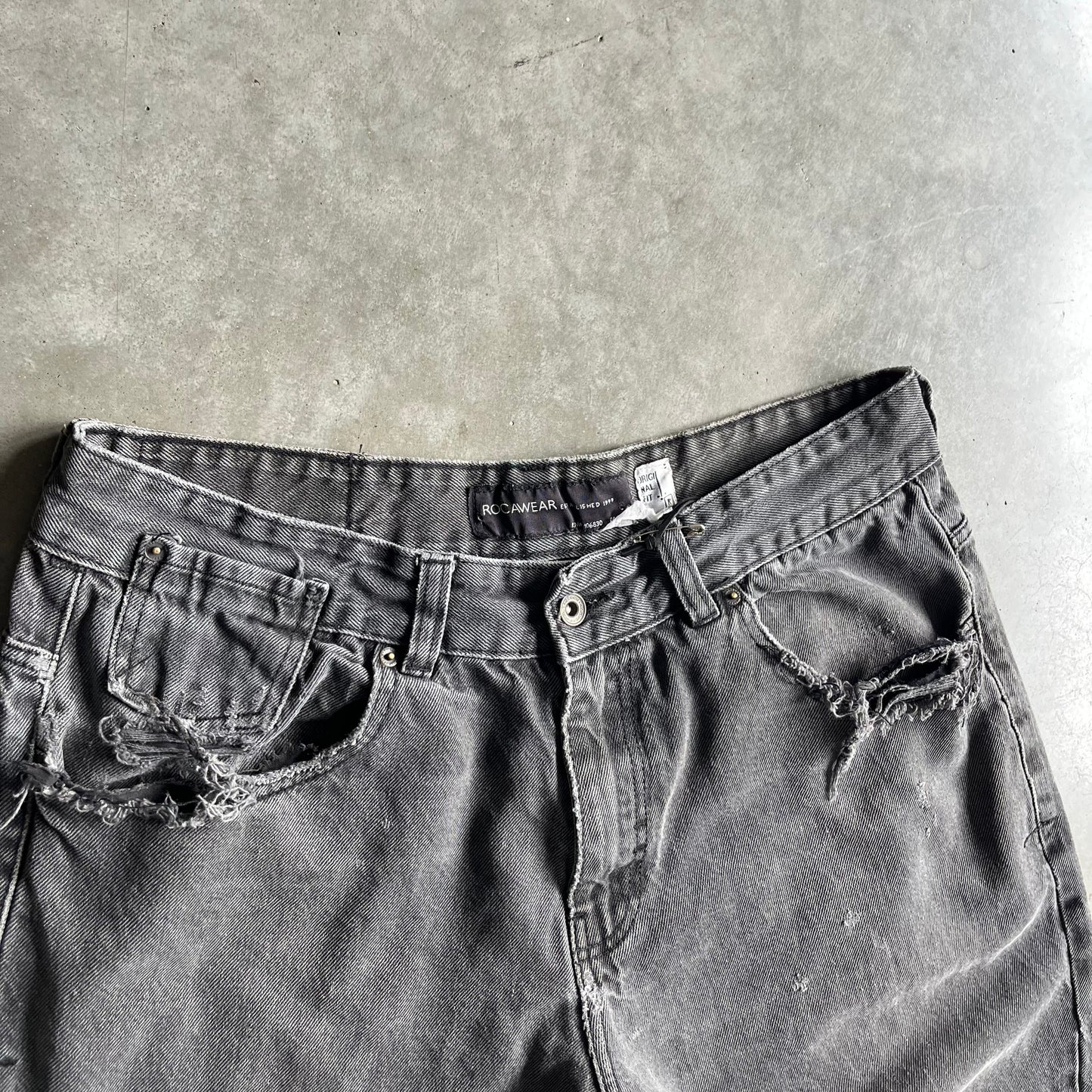 Y2K Rocawear R+ Faded Black Baggy Jeans