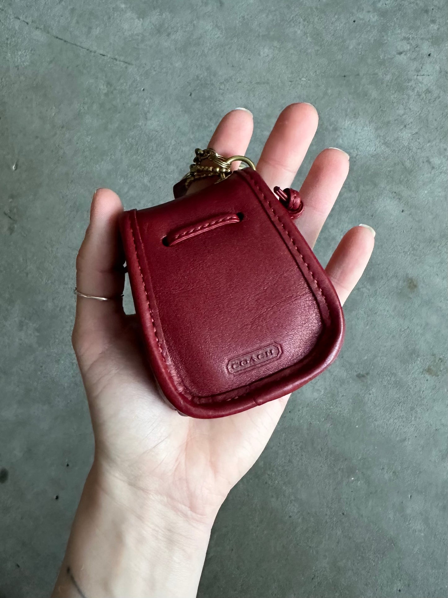 Authentic Coach Mini Day Pack Red Leather Key Chain Bag Charm