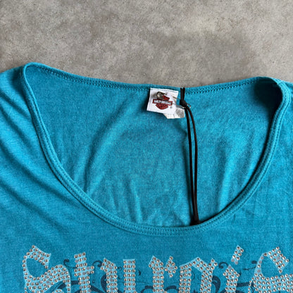 Women’s Harley Davidson Blue Bling 2/3 Sleeve Sturgis Shirt