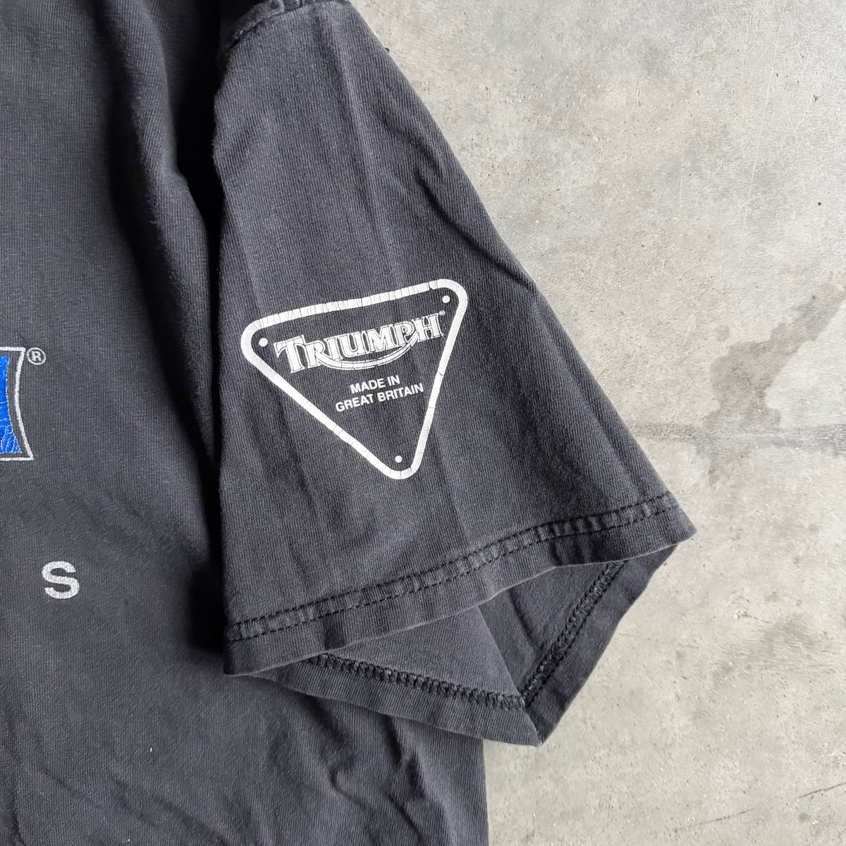 Vintage Triumph Motorcycles Spellout Faded Black Tee