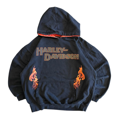 Y2K Harley Davidson Flaming Pocket Hoodie