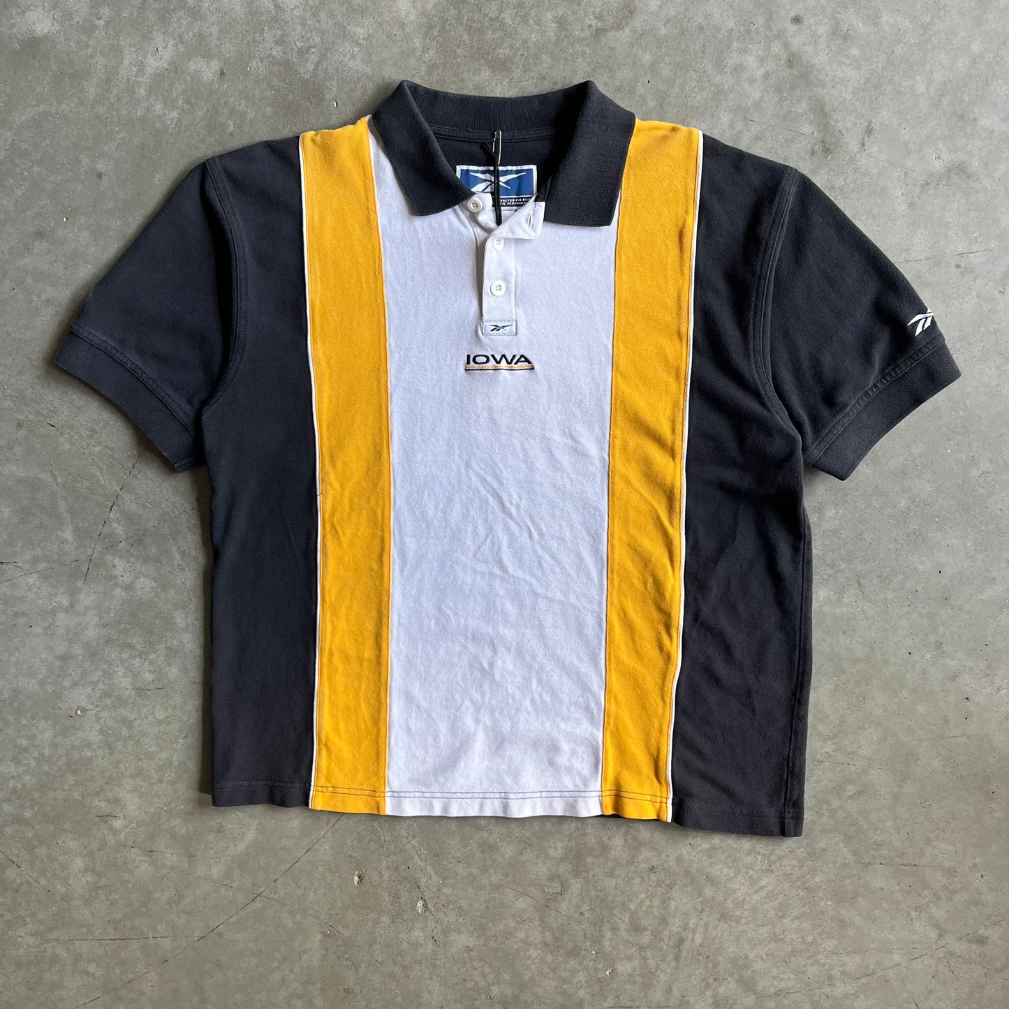 Vintage Reebok Iowa Hawkeyes Stripe Polo Shirt