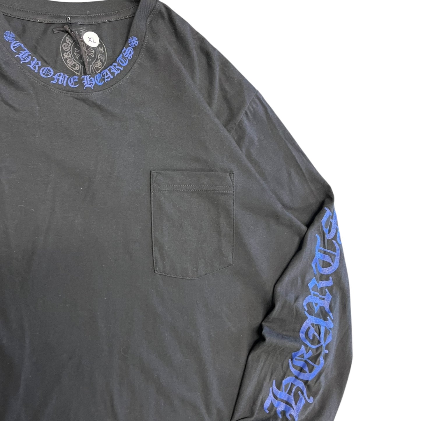 Chrome Hearts Spell Out Longsleeve Pocket Tee BLK/Blue