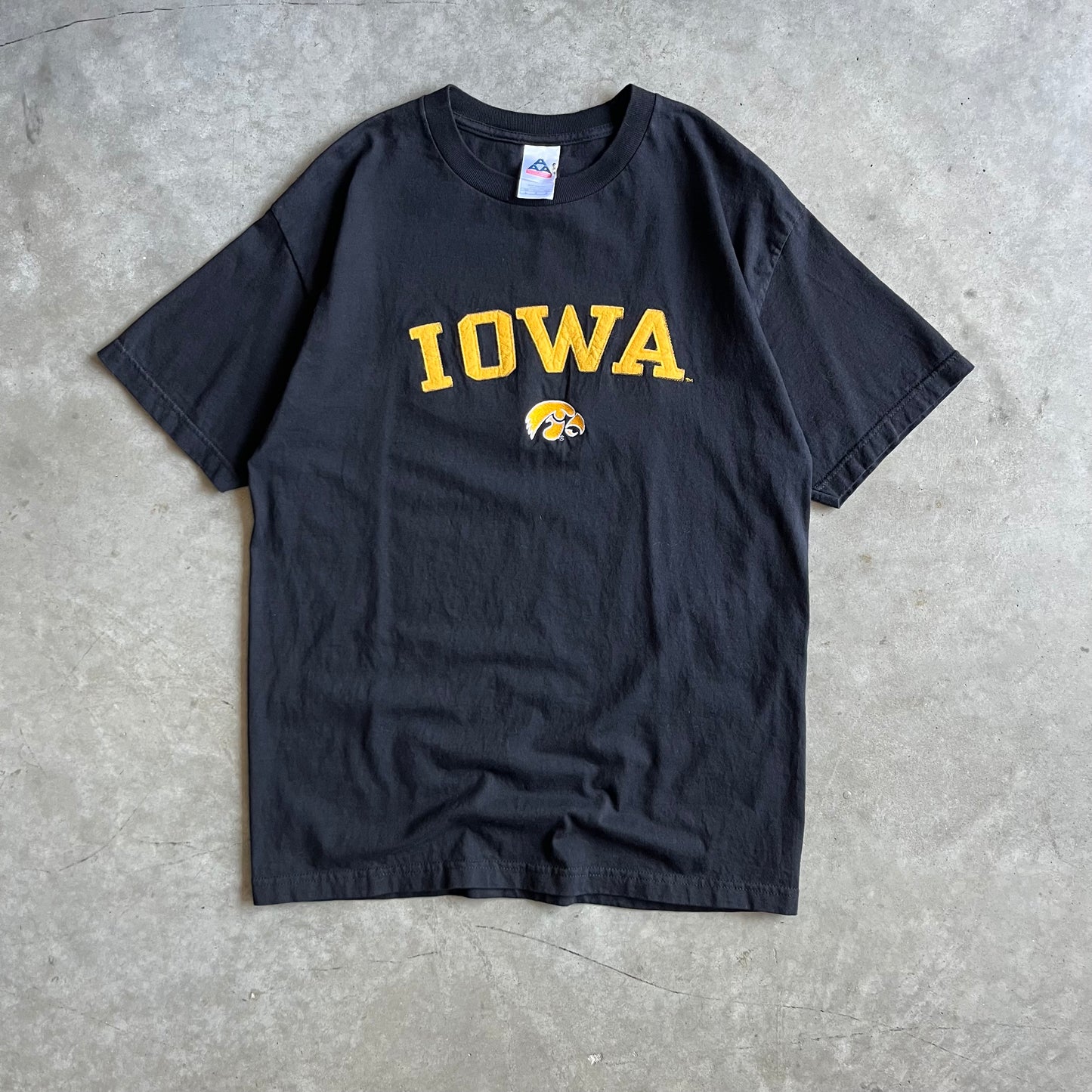 Vintage Iowa Patch Letters Logo Black Tee