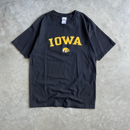 Vintage Iowa Patch Letters Logo Black Tee