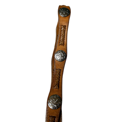 Braided And Embossed Leather Concho Belt