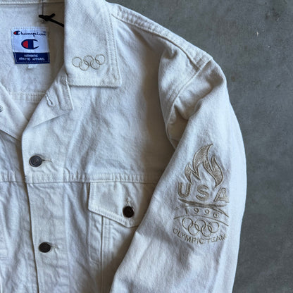 Vintage Champion 1996 Atlanta Olympics Off White Denim Jacket