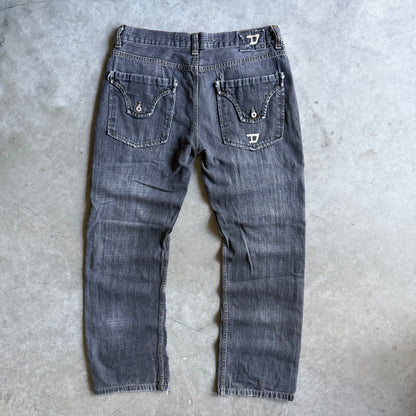 Y2K Diesel Industries Black Washed Straight Fit Jeans