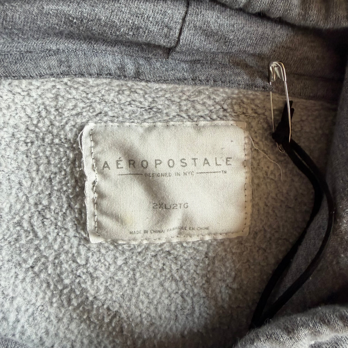 Y2K Aeropostale Script Patch Logo Gray Hodie