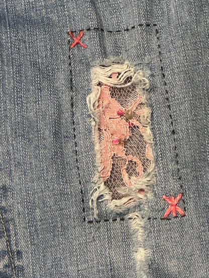 Women’s Y2K Jessica Simpson Low Rise Jeans With Pastel Lace And Sequin Details