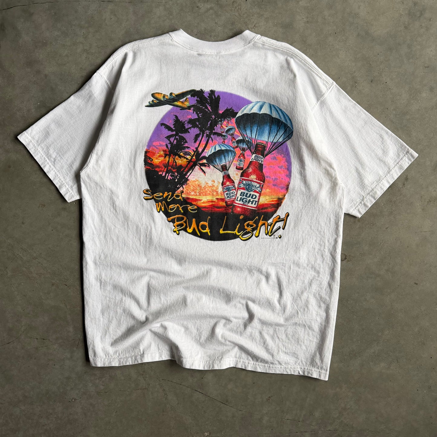 Vintage Bud Light ‘Stranded Send More Bud Light’ T Shirt