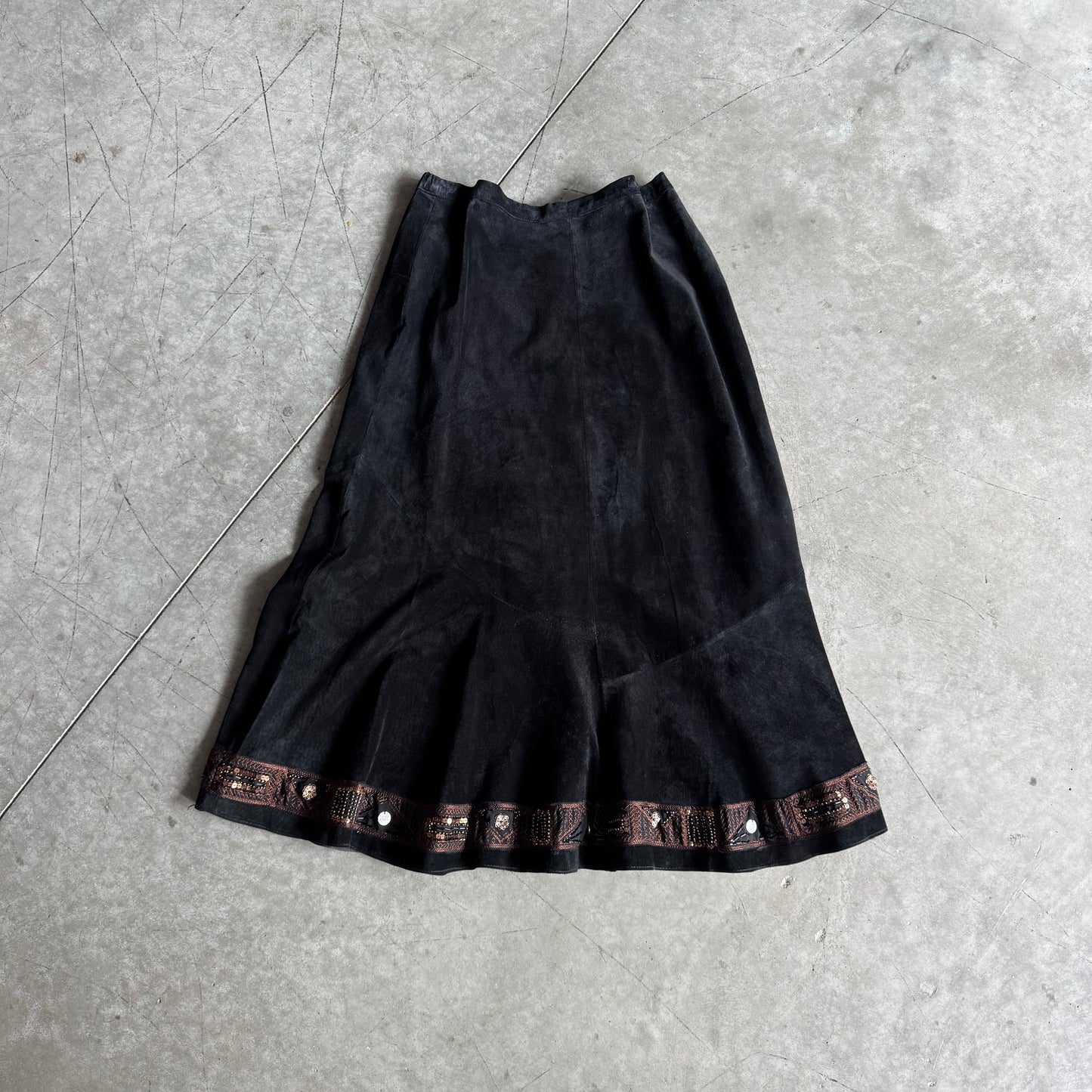 Women’s Vintage NWT Chico’s Genuine Suede Fairy Goth Maxi Skirt