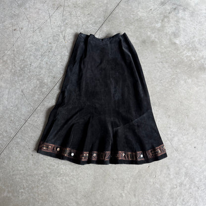 Women’s Vintage NWT Chico’s Genuine Suede Fairy Goth Maxi Skirt