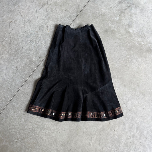 Women’s Vintage NWT Chico’s Genuine Suede Fairy Goth Maxi Skirt