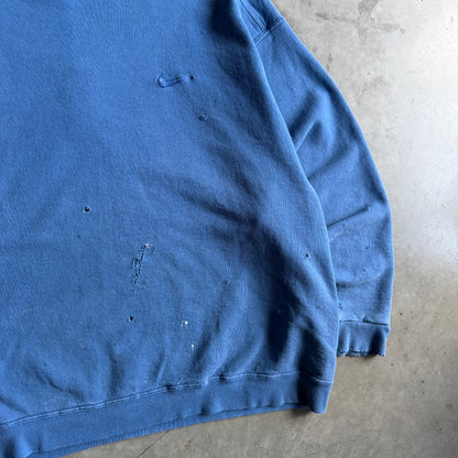 Vintage 90s Nike Baby Blue Distressed Thrashed Mini Swoosh Crewneck