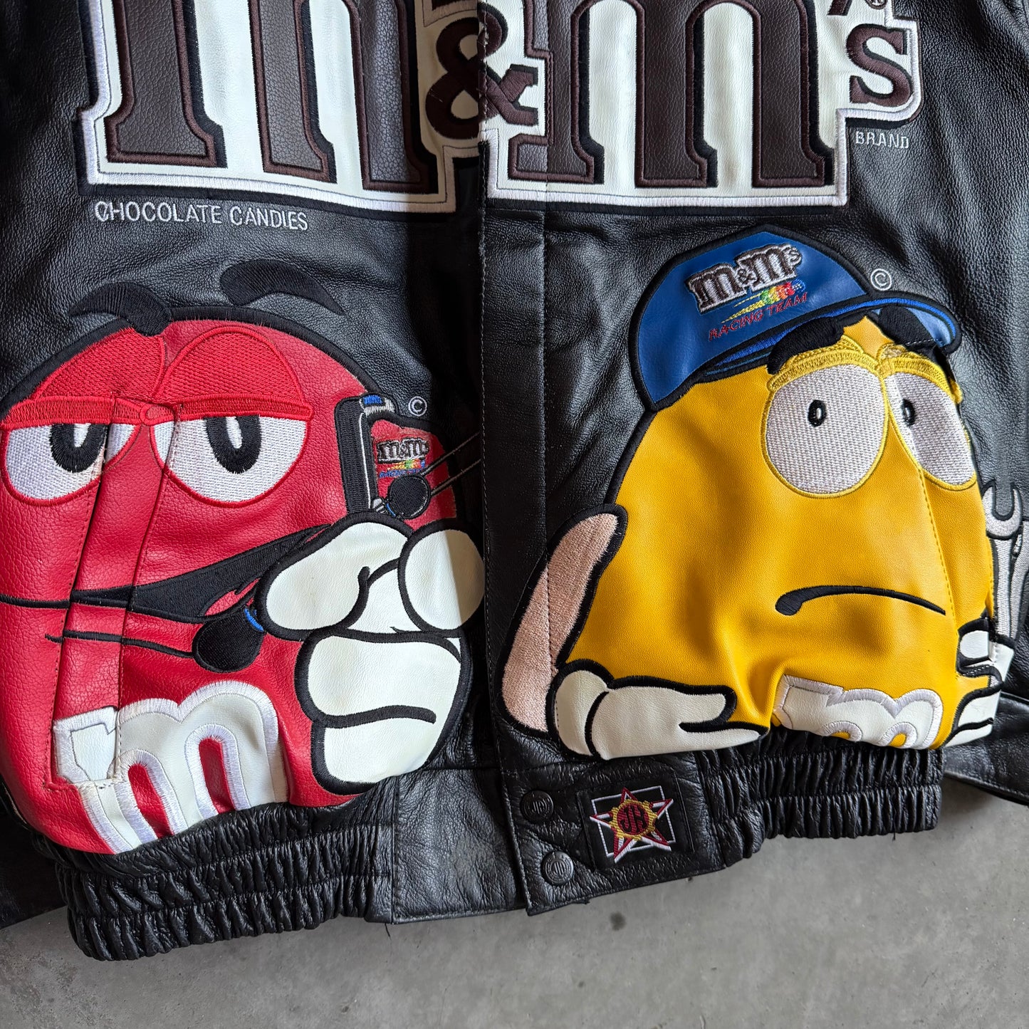 JH Design Leather M&Ms NASCAR Racing Jacket