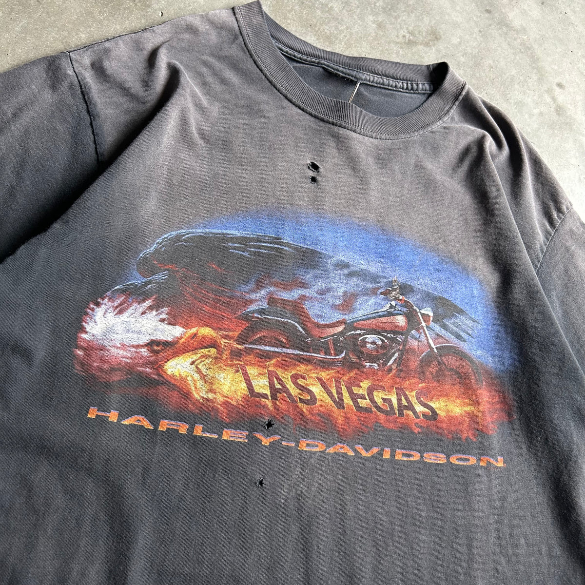 Vintage Harley Davidson Las Vegas Fader Flame Eagle T Shirt