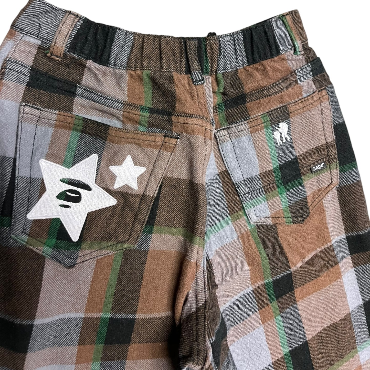 Aape By A Bathing Ape Womans Plaid Graphic Pocket Trousers