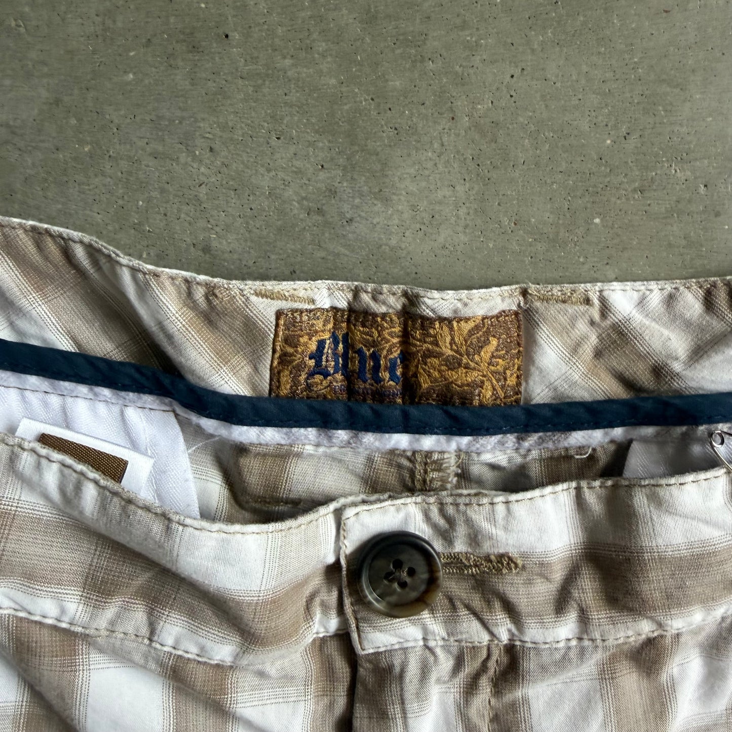 Y2K Blue Grey/White Plaid Shorts
