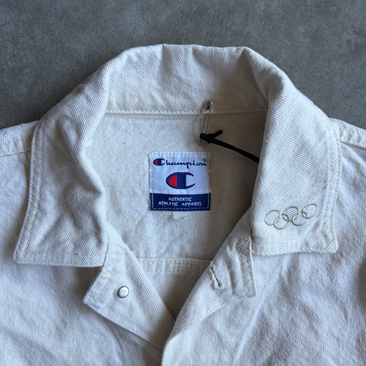 Vintage Champion 1996 Atlanta Olympics Off White Denim Jacket