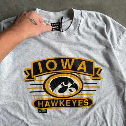 Vintage 1992 Iowa Hawkeyes Big Centered Logo Tee
