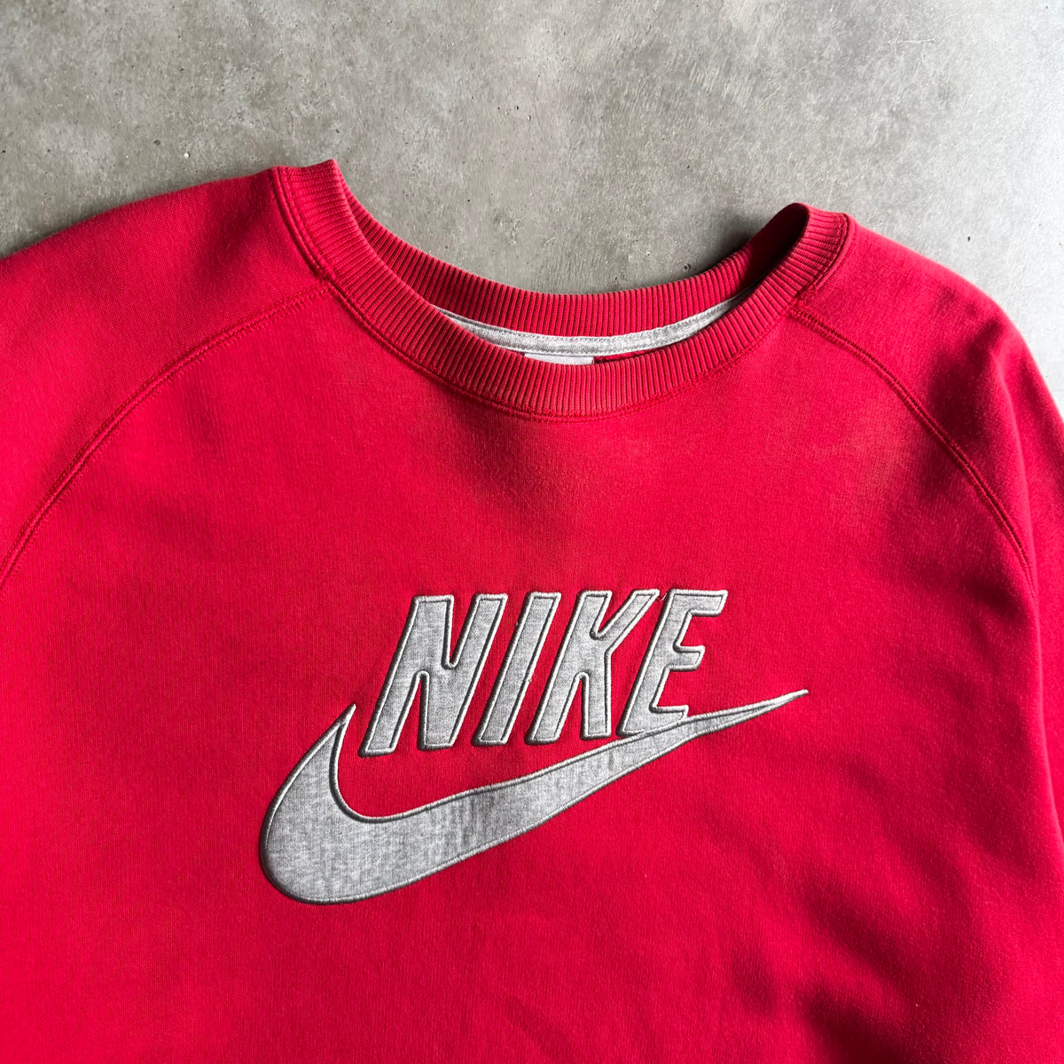 Vintage Nike Spellout Swoosh Red Crewneck Sweatshirt