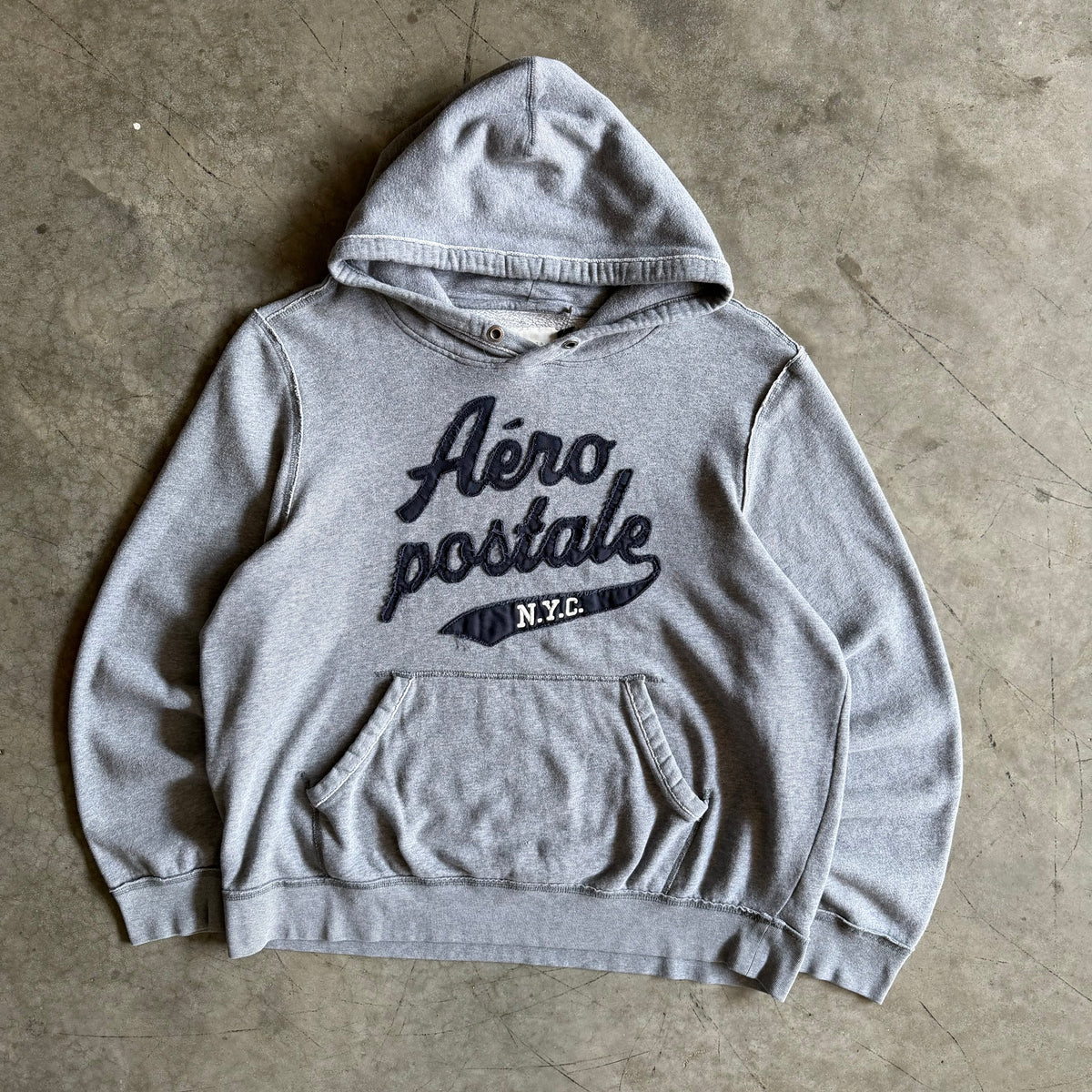 Y2K Aeropostale Script Patch Logo Gray Hodie