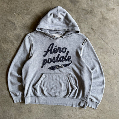 Y2K Aeropostale Script Patch Logo Gray Hodie