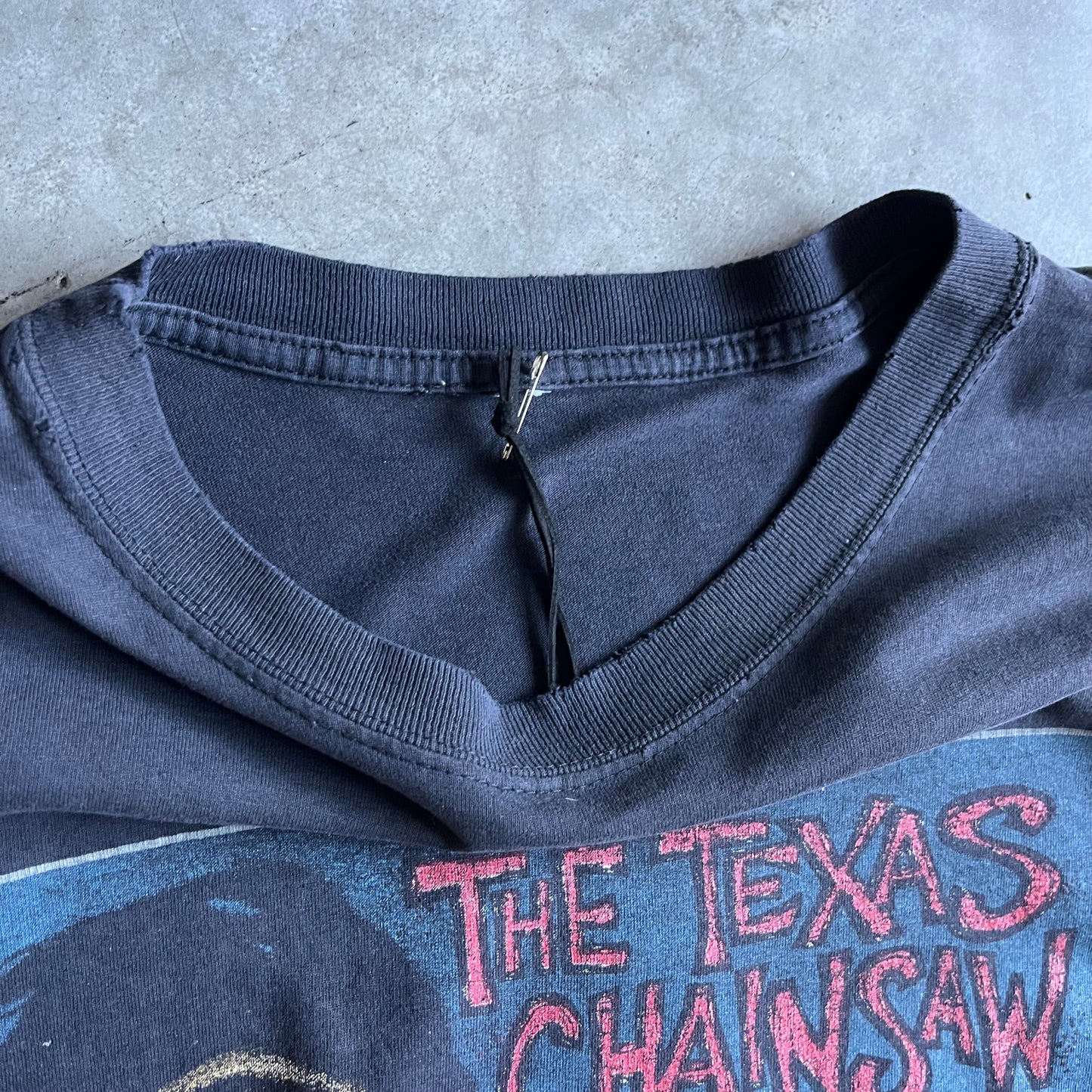 Vintage Thrashed Safety Pin Repair Texas Chainsaw Massacre Tee