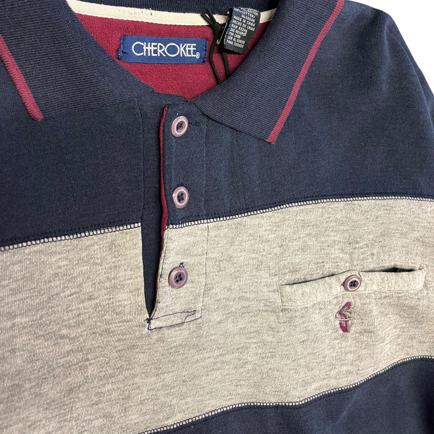 Vintage Cherokee Stripe Polo Sweatshirt