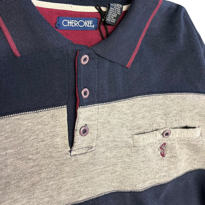 Vintage Cherokee Stripe Polo Sweatshirt