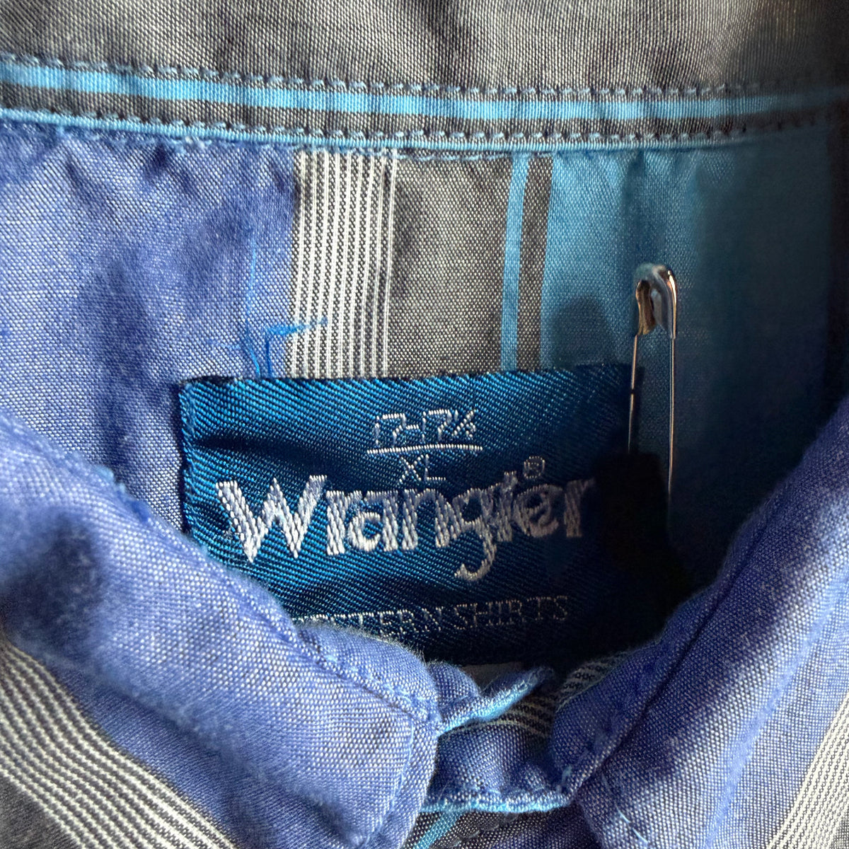 Vintage Wrangler Purple/Blue Vertical Stripe Western Pearl Snap Shirt