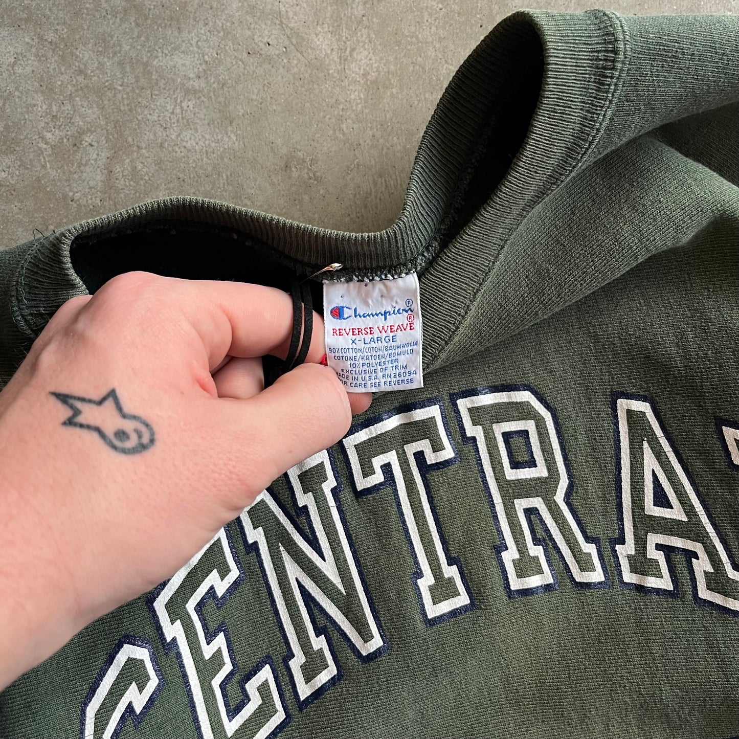Vintage Champion Reverse Weave Green Central College Crewneck