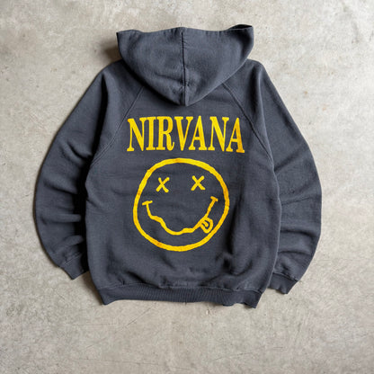 Vintage Nirvana Spell Out Smiley Face Euro Bootleg Hoodie