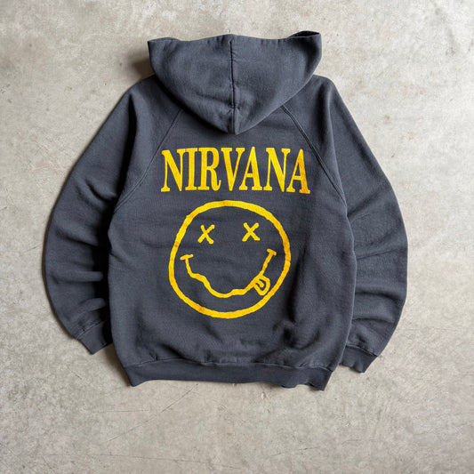 Vintage Nirvana Spell Out Smiley Face Euro Bootleg Hoodie