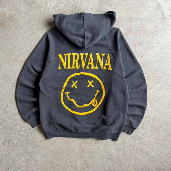 Vintage Nirvana Spell Out Smiley Face Euro Bootleg Hoodie