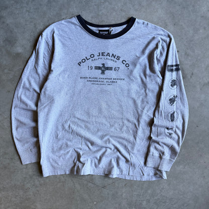 Polo Jeans Co Logo & Spell-Out Gray Longsleeve