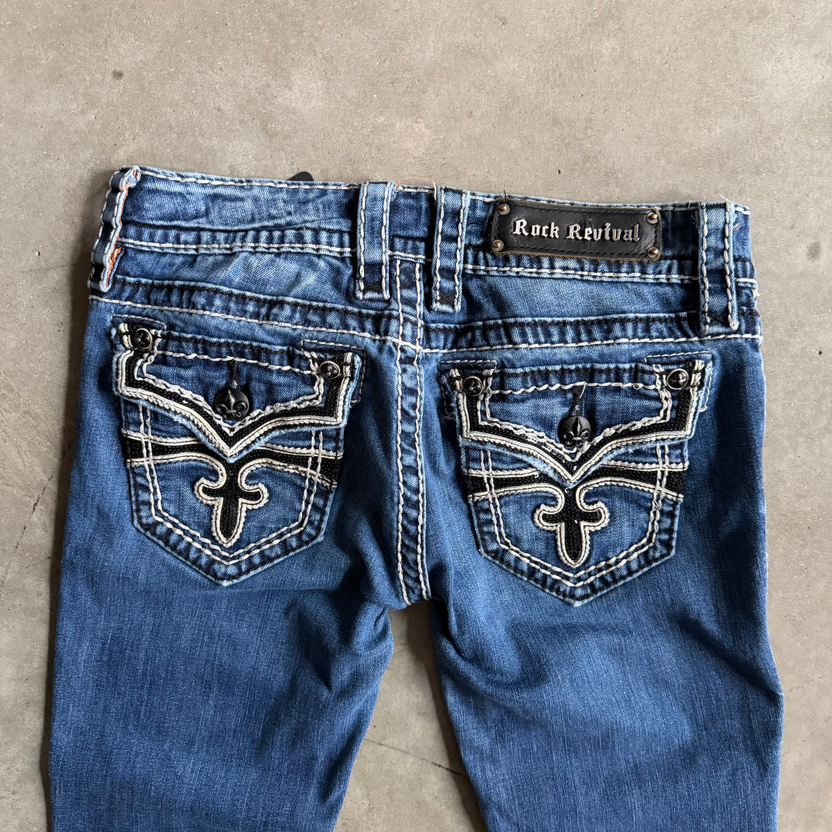 Women’s Y2K Rock Revival Celine Boot Jeans Black Sequin Pockets