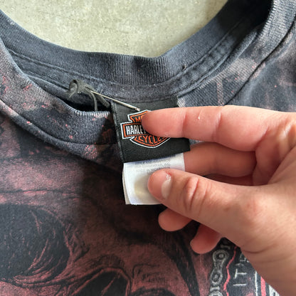 Y2K Harley Davidson Red Skull AOP T Shirt