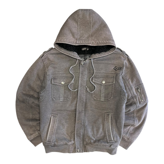 Y2K Grey Fox Racing Zip Up Sweatshirt